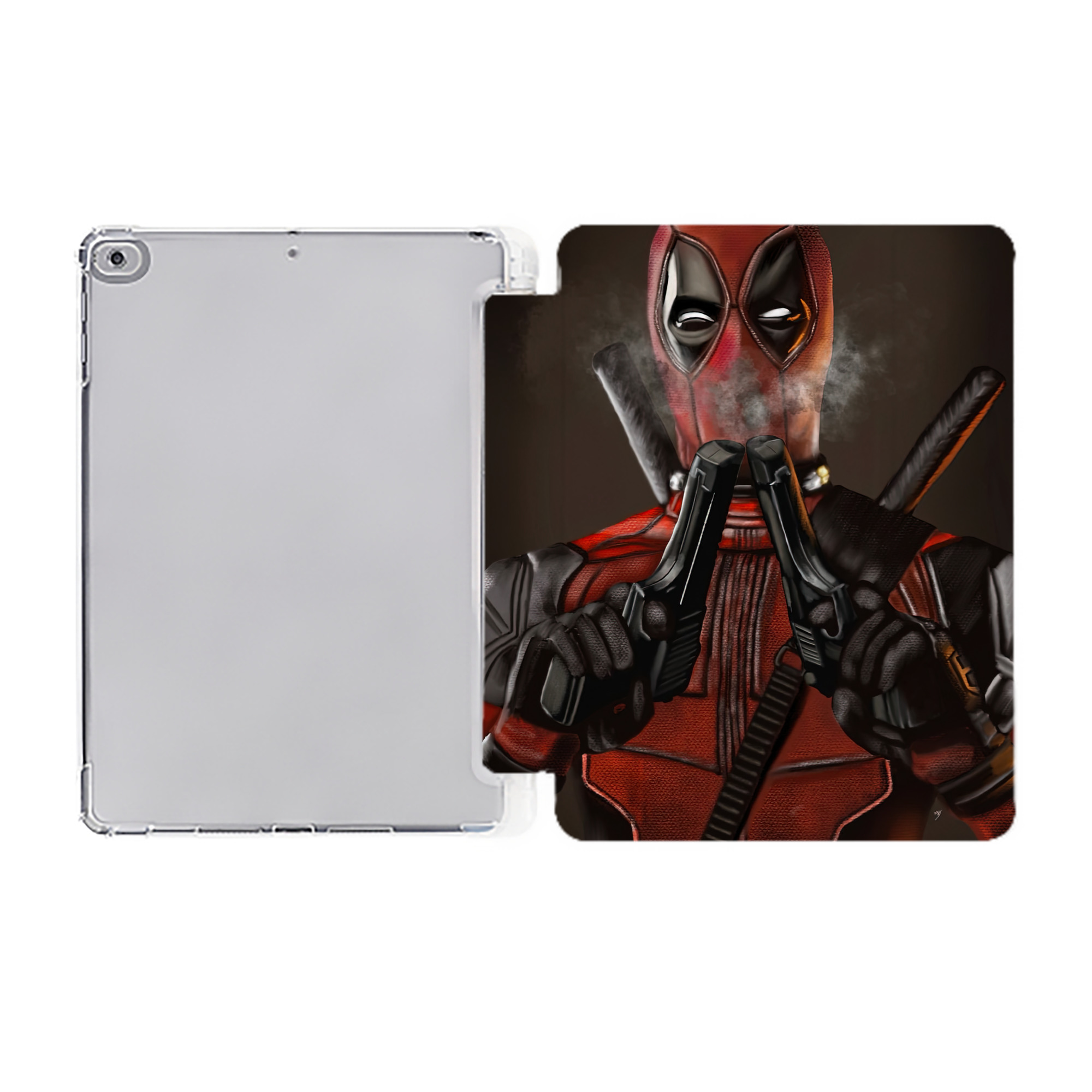 （画像用） Deadpool デッドプール IPad ケース ペン収納付き 三つ折りスタンド PUレザー×シリコン 対応機種9.5/10.5/10.9インチ